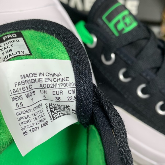 🛍 CONVERSE JR PRO OP OX BLACK black/acid green/w - Picture 7 of 8